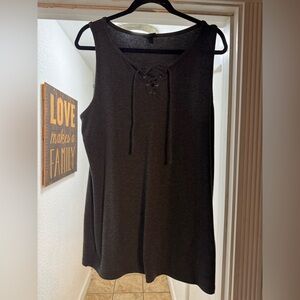 Torrid Charcoal Lace-Up Tank Top